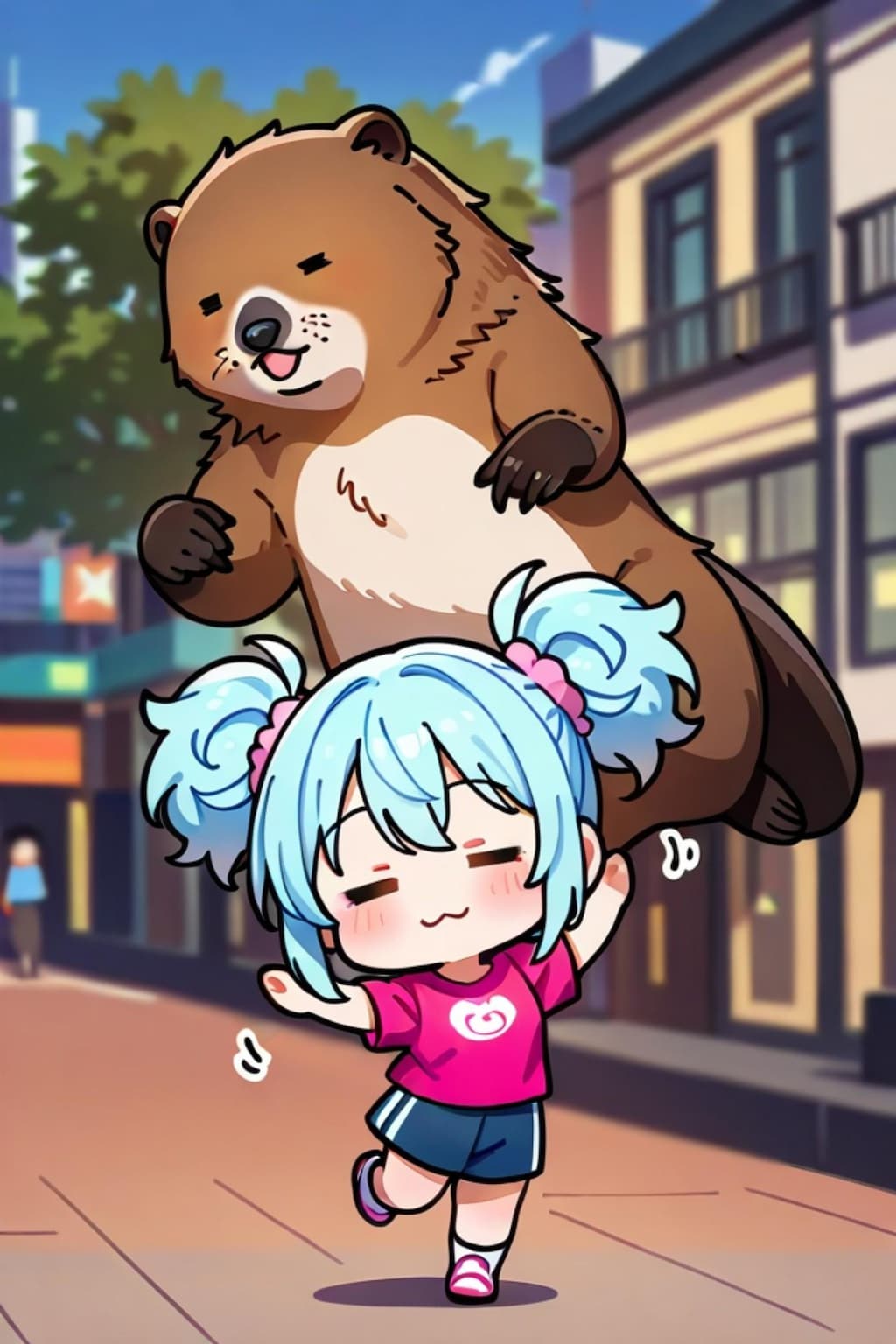 青髪ちゃんとビーバー