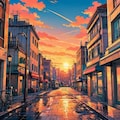 街の夕暮れ時 2枚目
