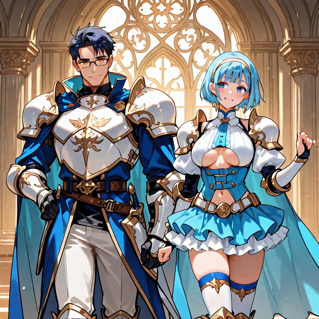 王子と青髪の騎士（男女二人組生成の試作中）