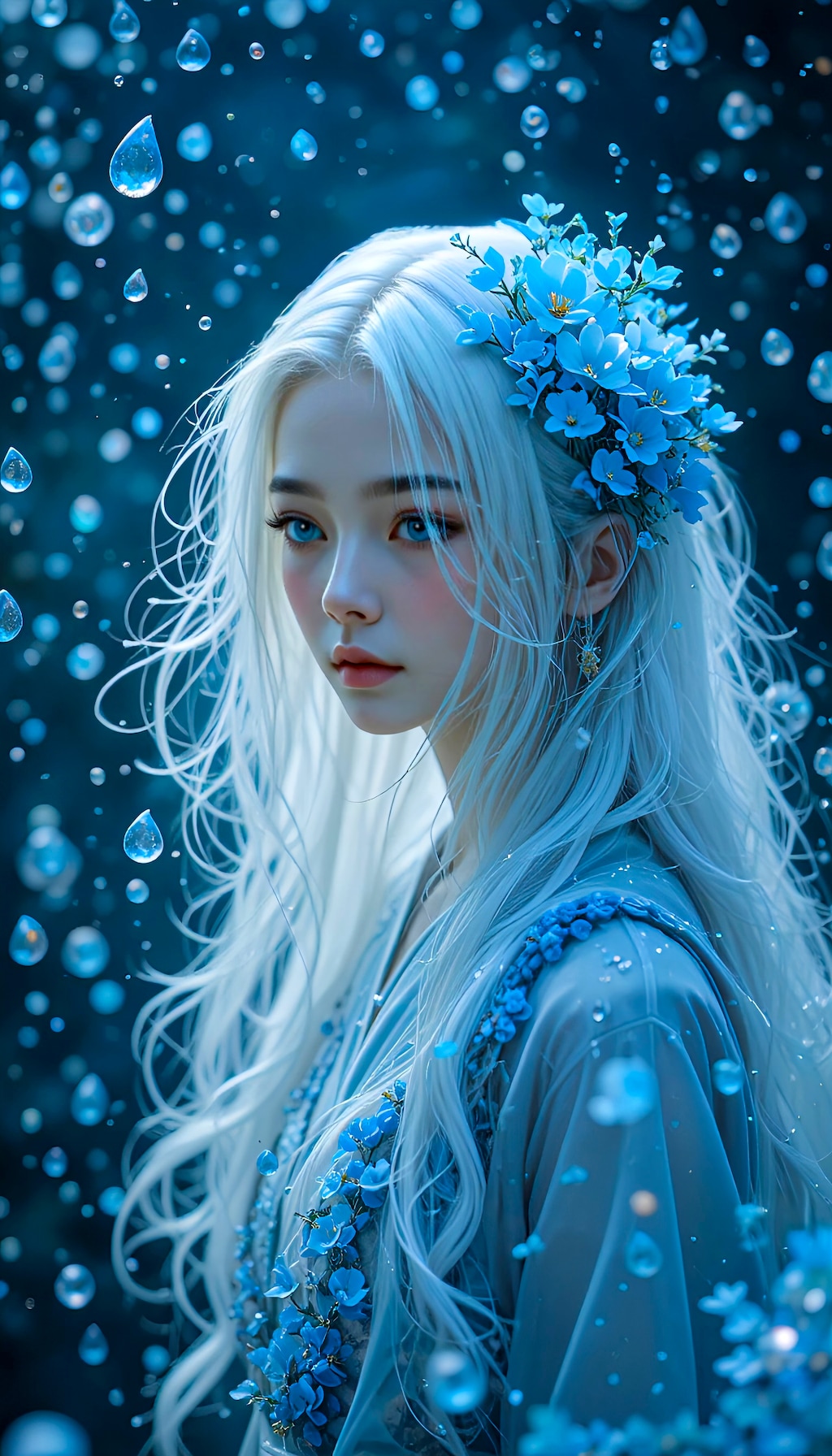 青い雨・花冠を纏う少女