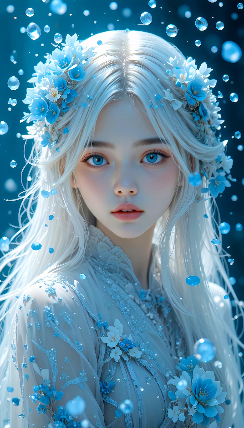 青い雨・花冠を纏う少女