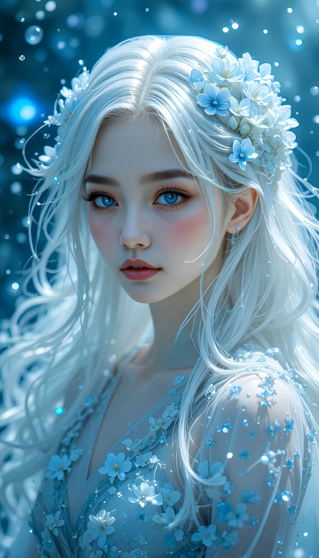 青い雨・花冠を纏う少女