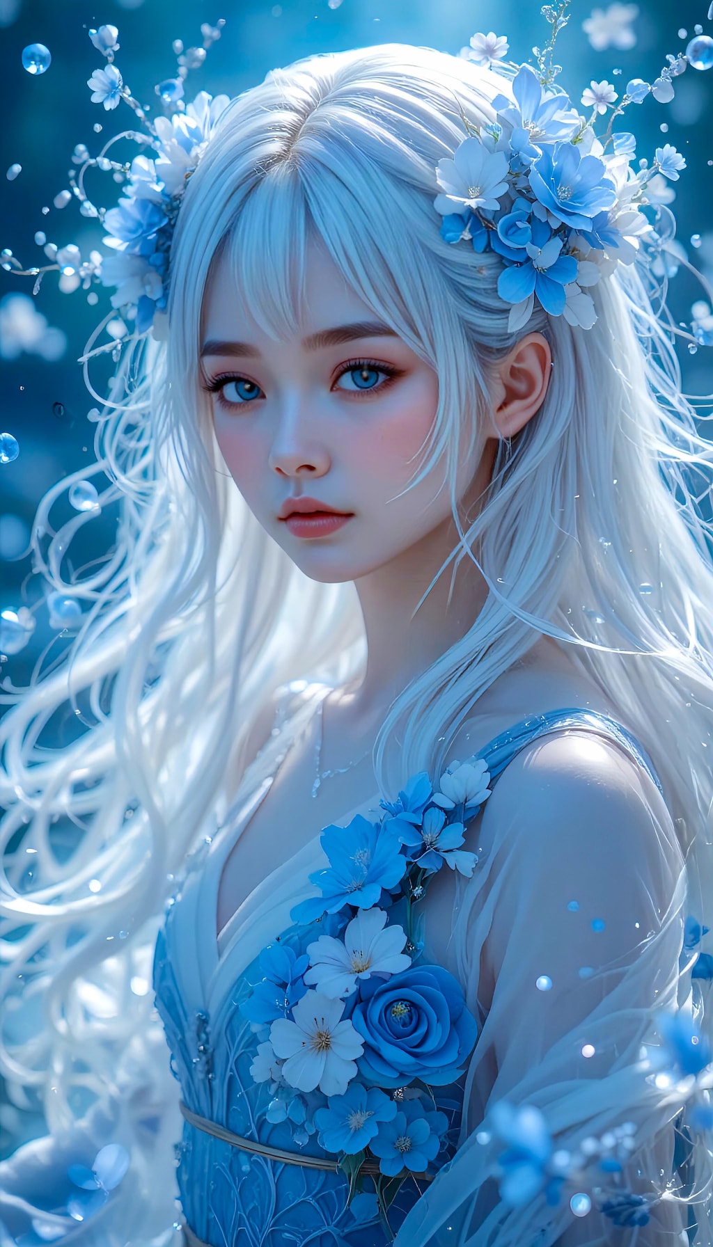 青い雨・花冠を纏う少女