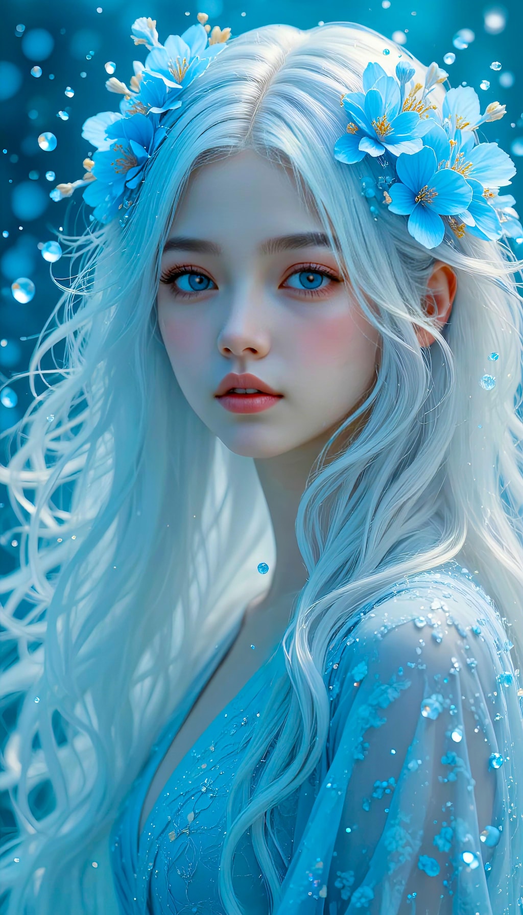 青い雨・花冠を纏う少女