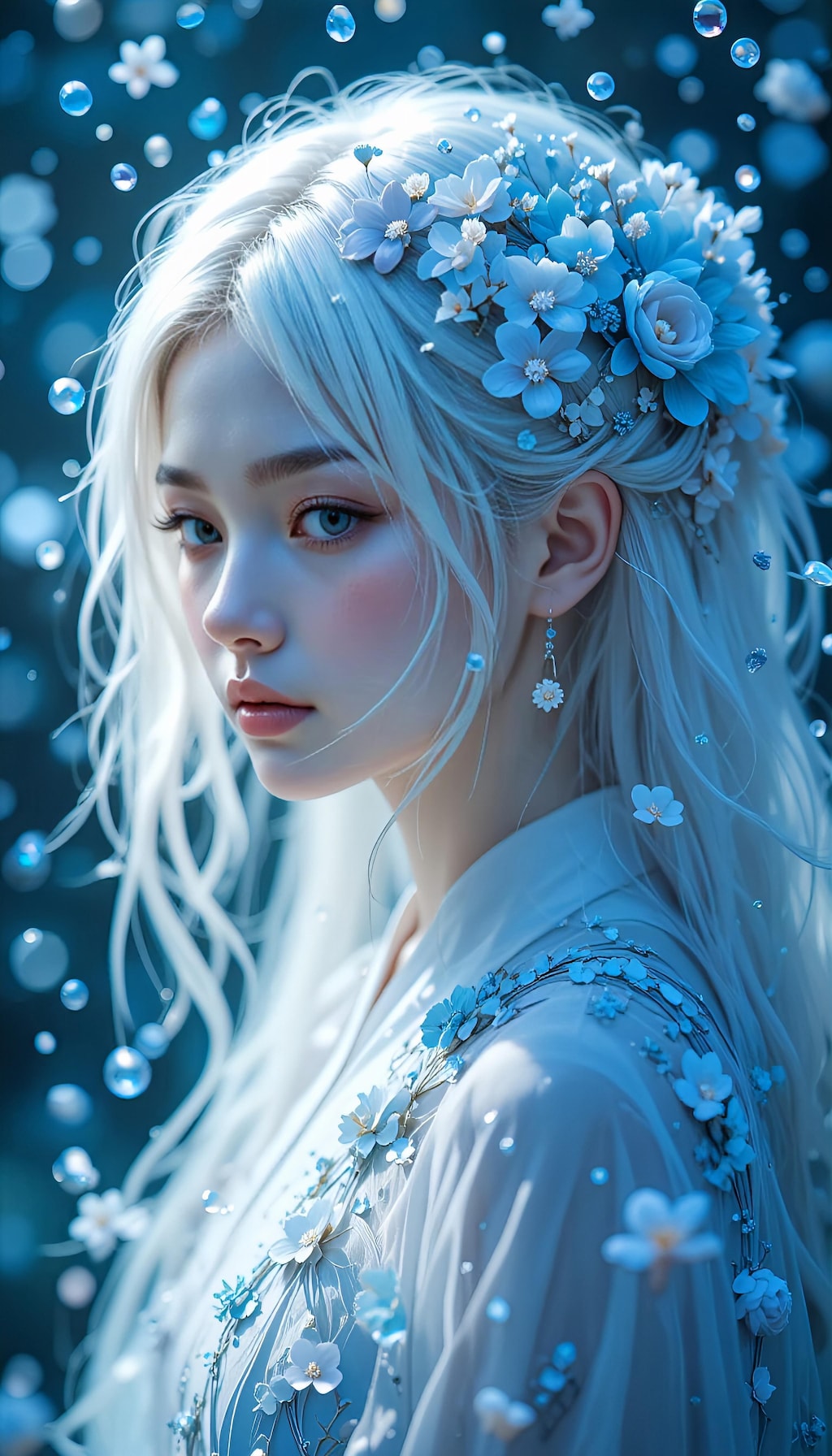 青い雨・花冠を纏う少女