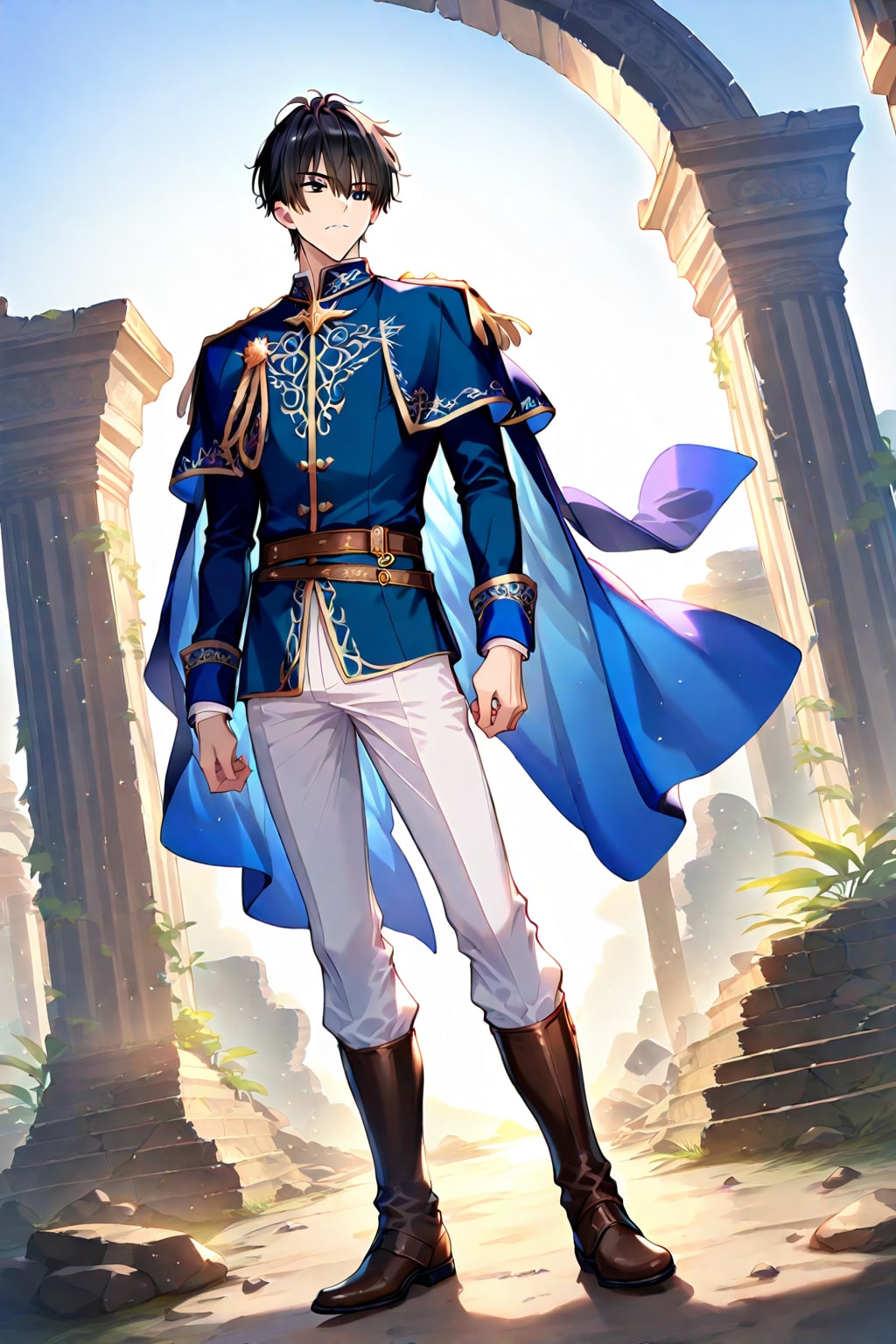 幻想的な古代遺跡の前、大柄な男性魔導士1-1-2-3-7 | の人気AIイラスト・グラビア
