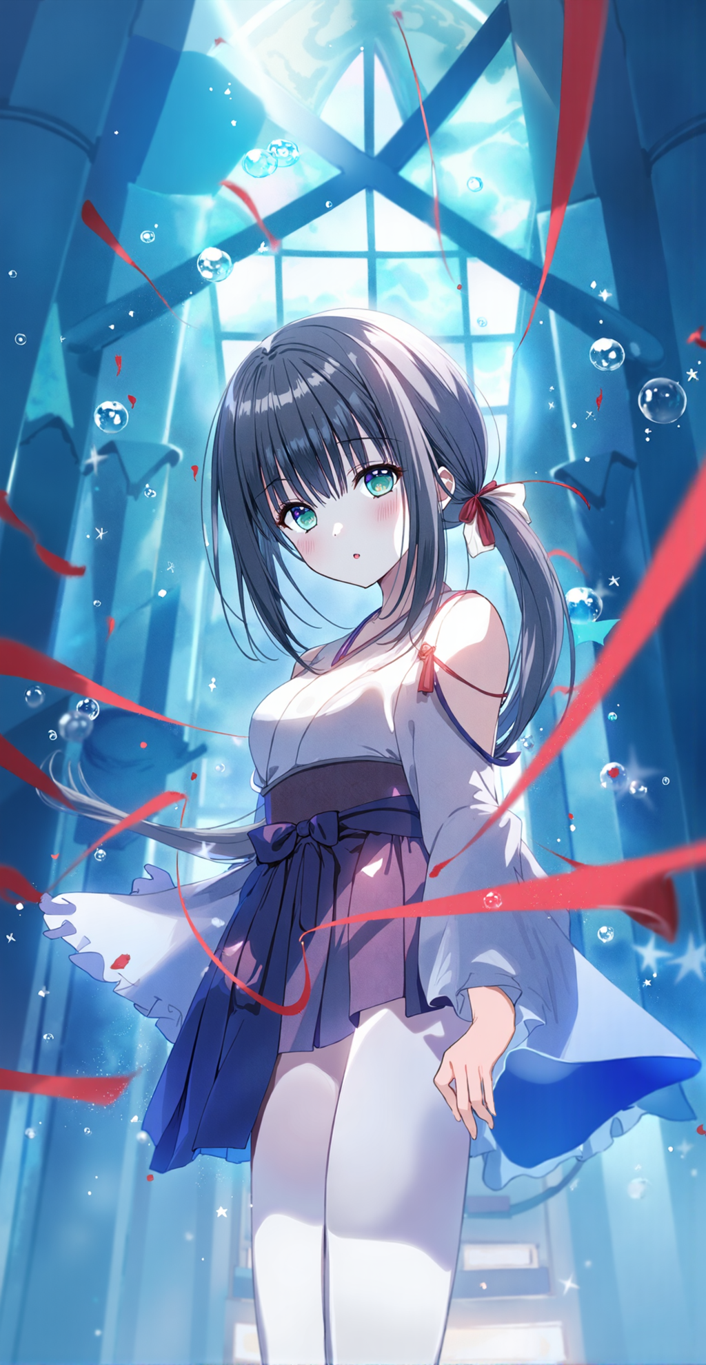 巫女が水中反射都市を訪