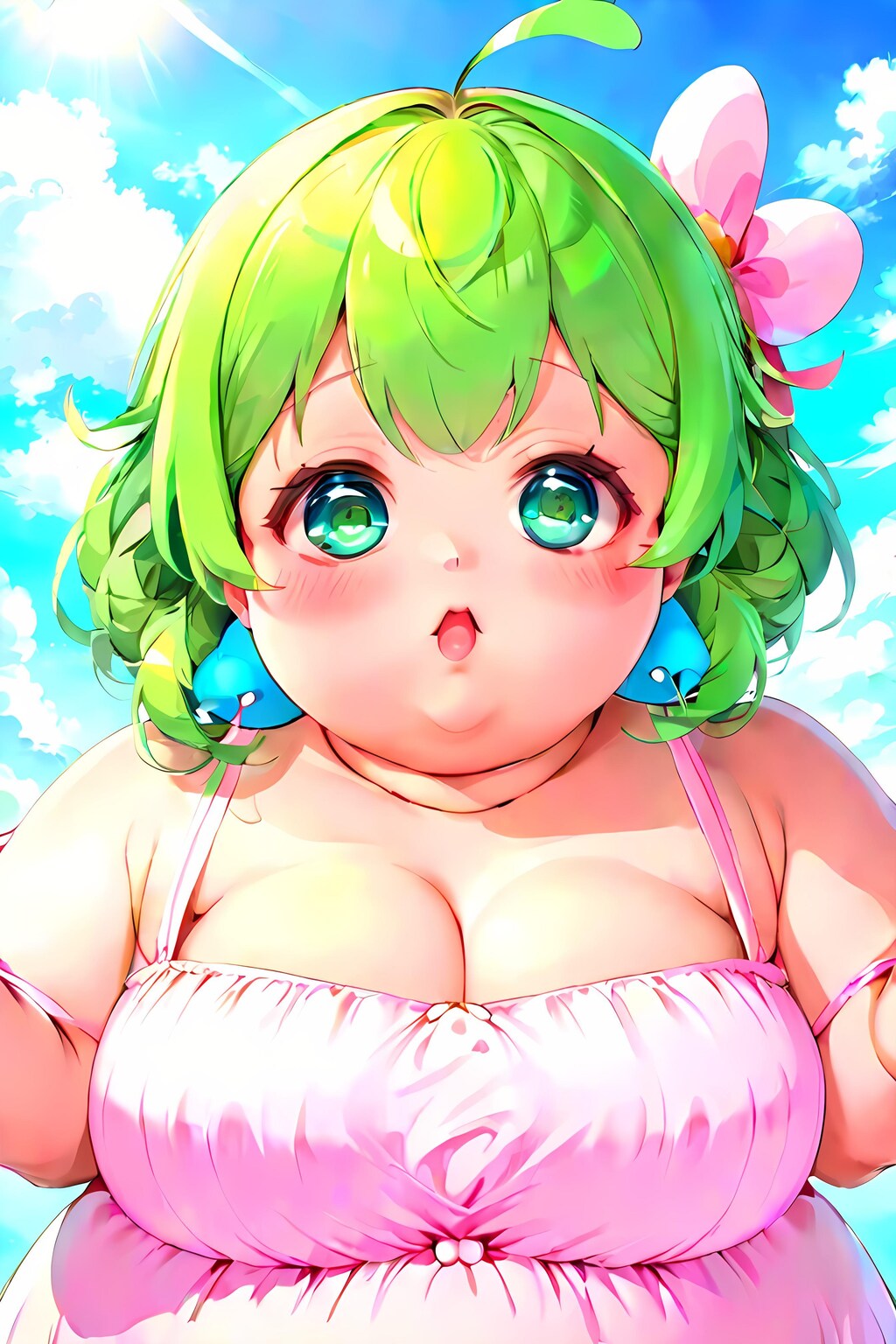 ぽっちゃりした女子と空と雲