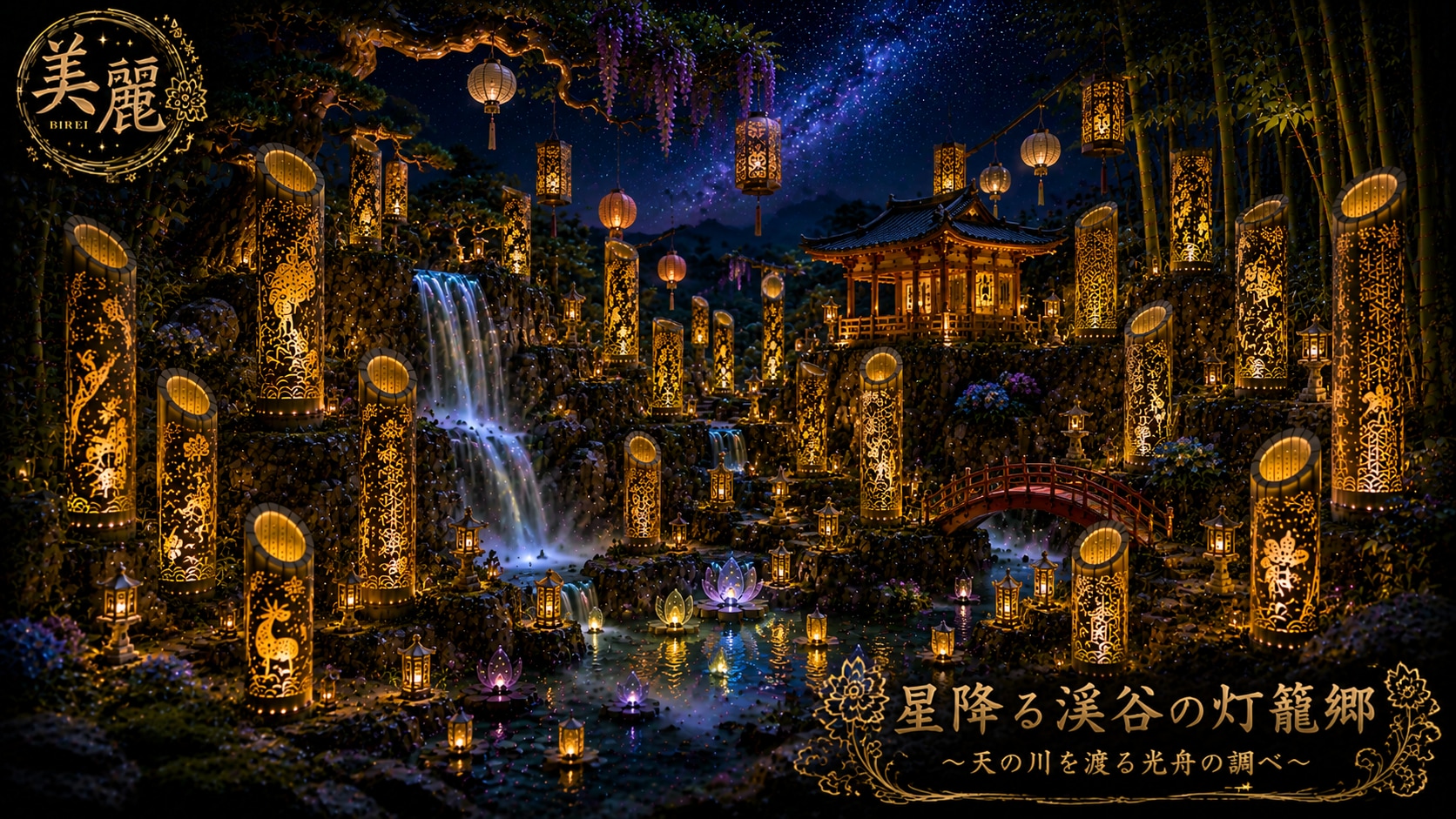 Bamboo Lanterns with Openwork Carving / 竹灯り・透かし彫りアート #patreon #ChatGPT #customGPT #GPTs  #美麗 #竹灯り #b | の人気AIイラスト・グラビア