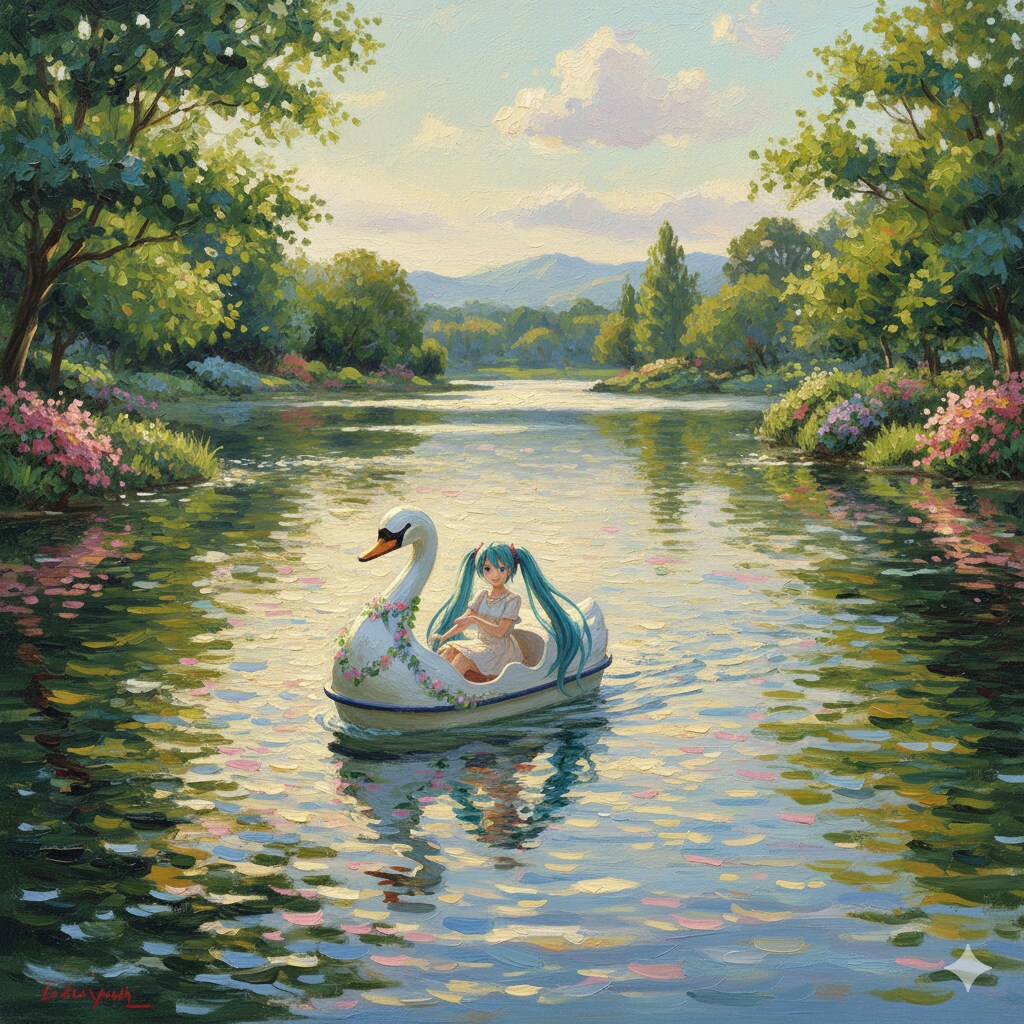 ボートに乗っているミクさん