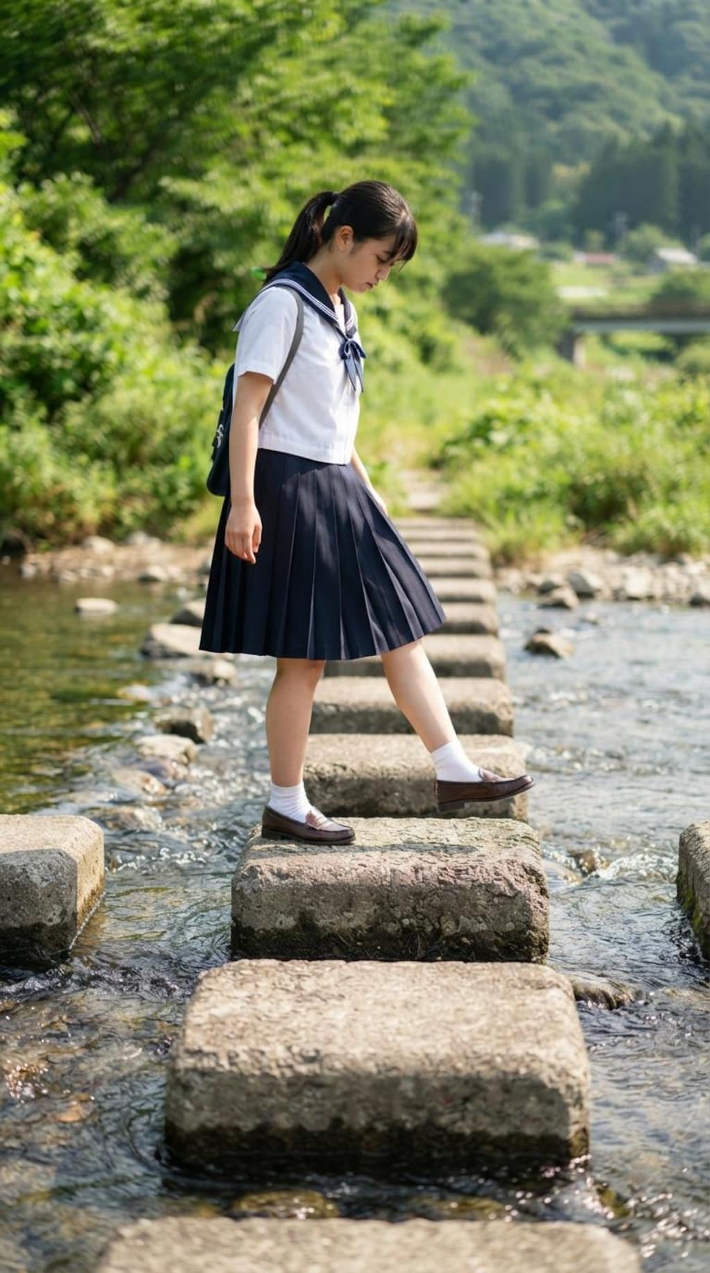 女子高生の川渡り2