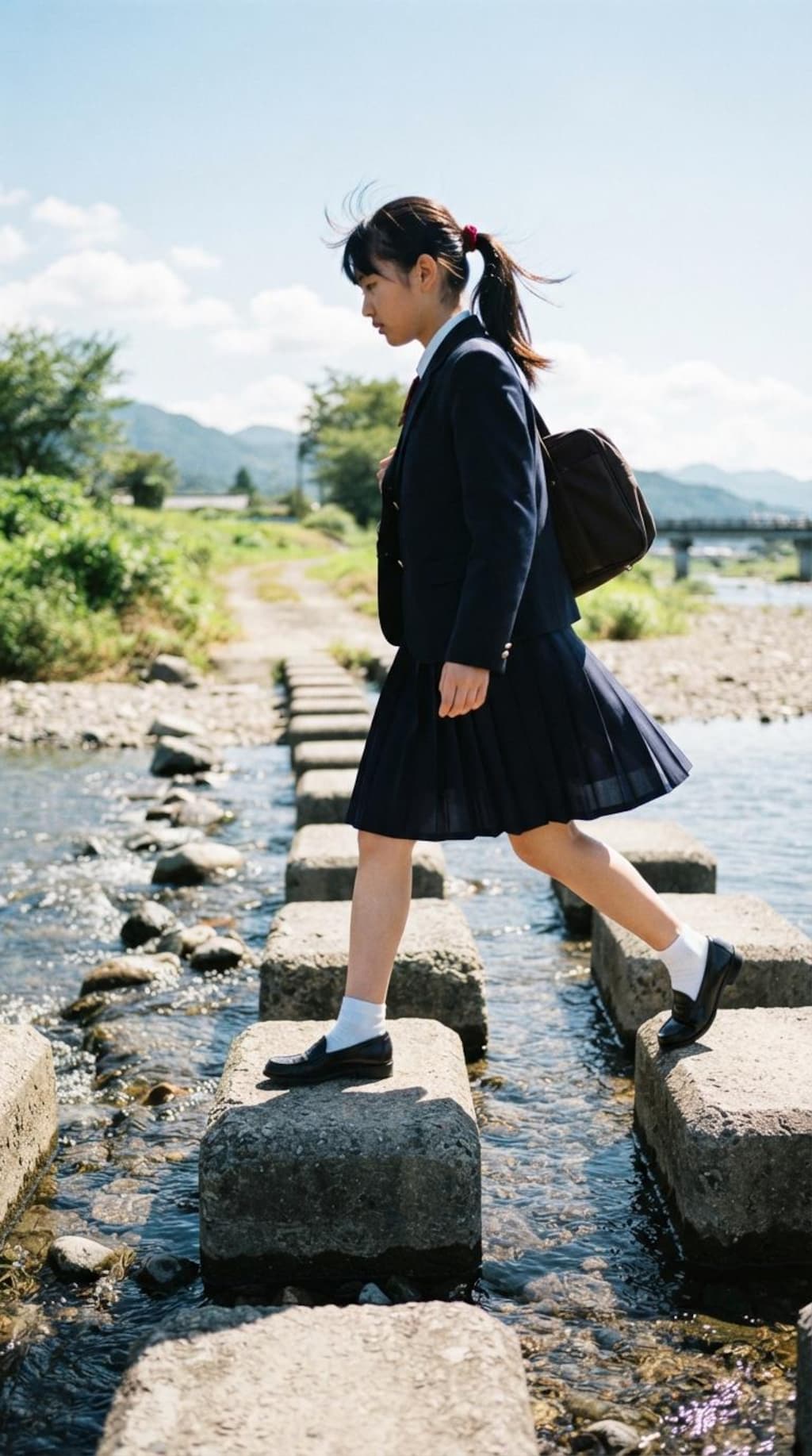 女子高生の川渡り2