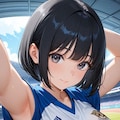 競技場にて、巨乳ちゃんの腋見せ 3枚目