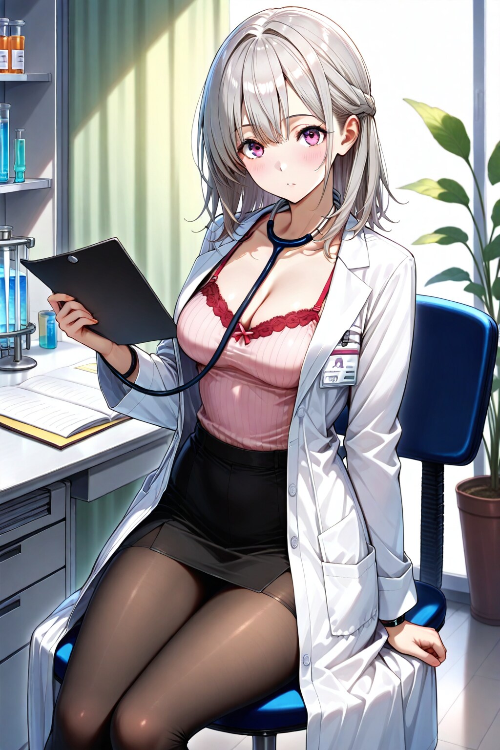 (786HQ)銀髪ちゃん茶髪ちゃん女医