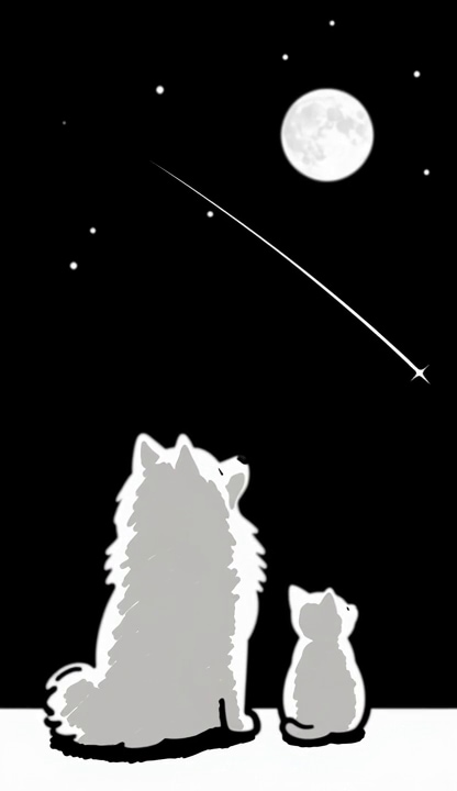 サモエドんと子猫さん　流れ星 | の人気AIイラスト・グラビア