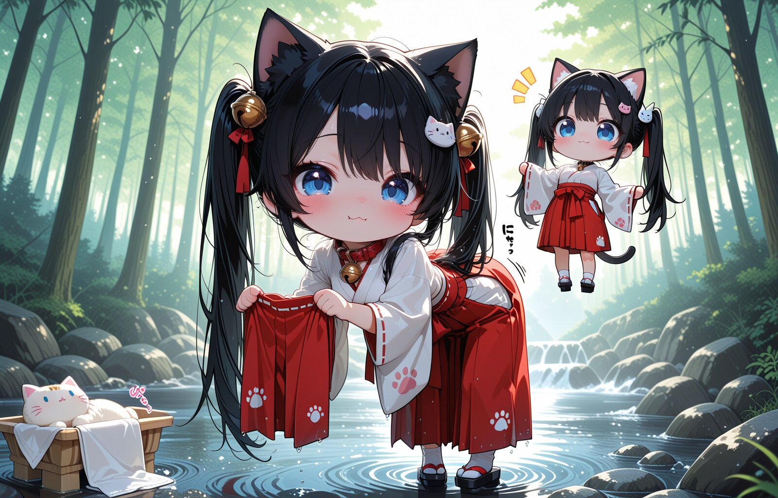 ねこ巫女洗濯中（7/100） | の人気AIイラスト・グラビア
