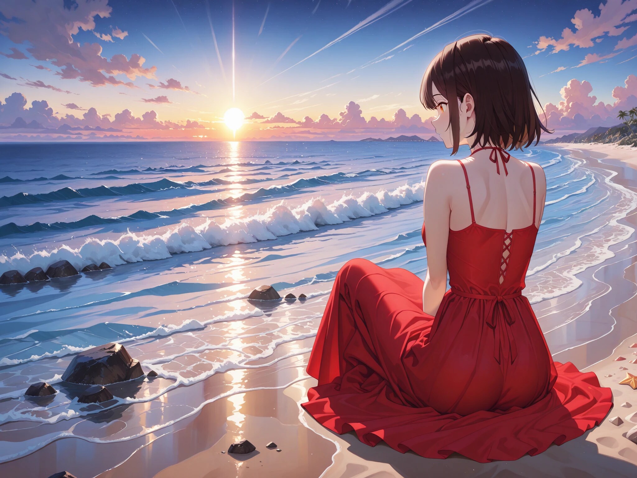 朝焼けの海