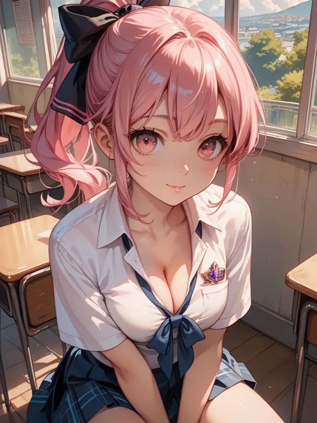 午後も頑張ろうね💓 ピンクポニテちゃん