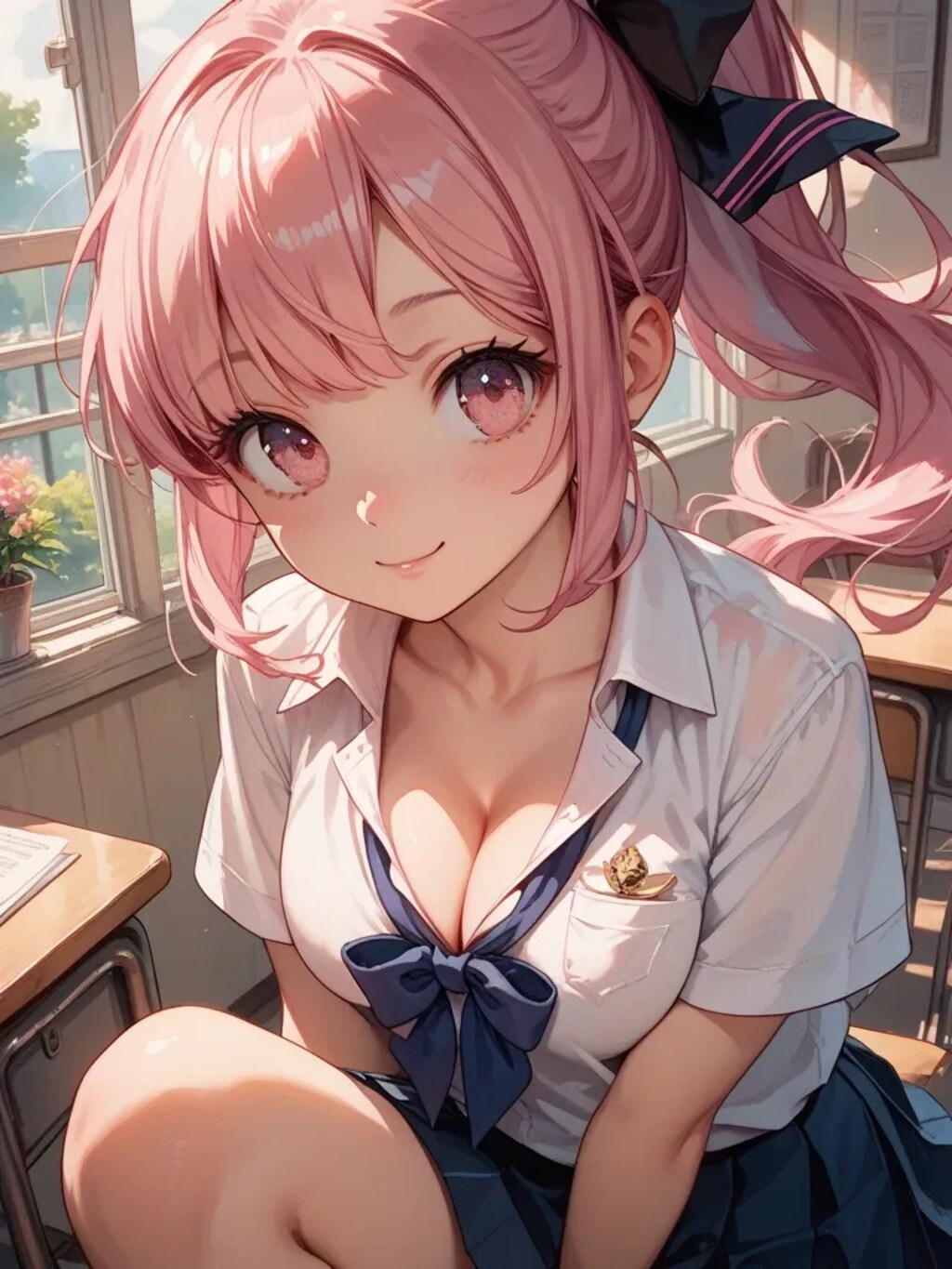 午後も頑張ろうね💓 ピンクポニテちゃん