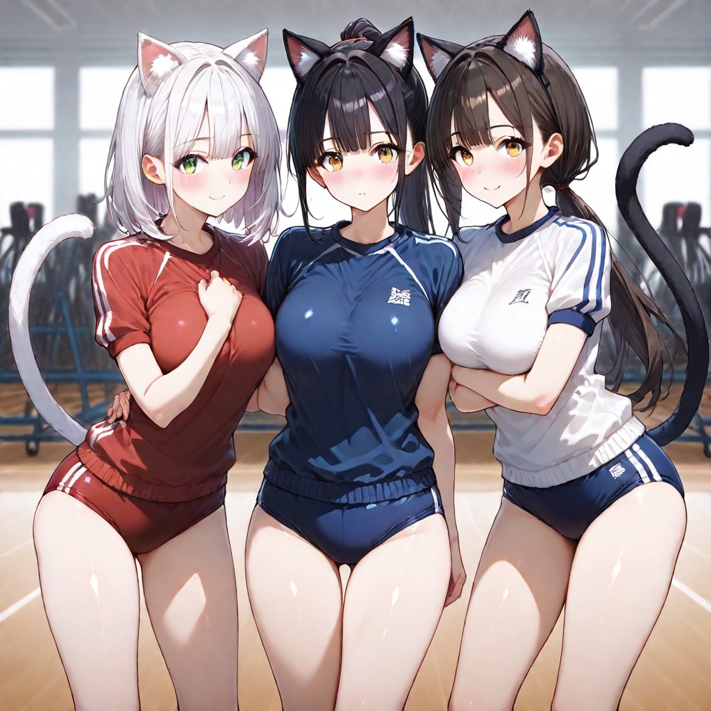 体操服の猫娘たち