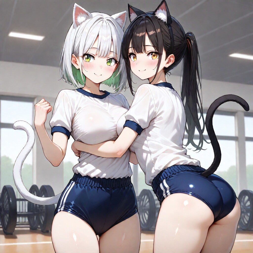 体操服の猫娘たち