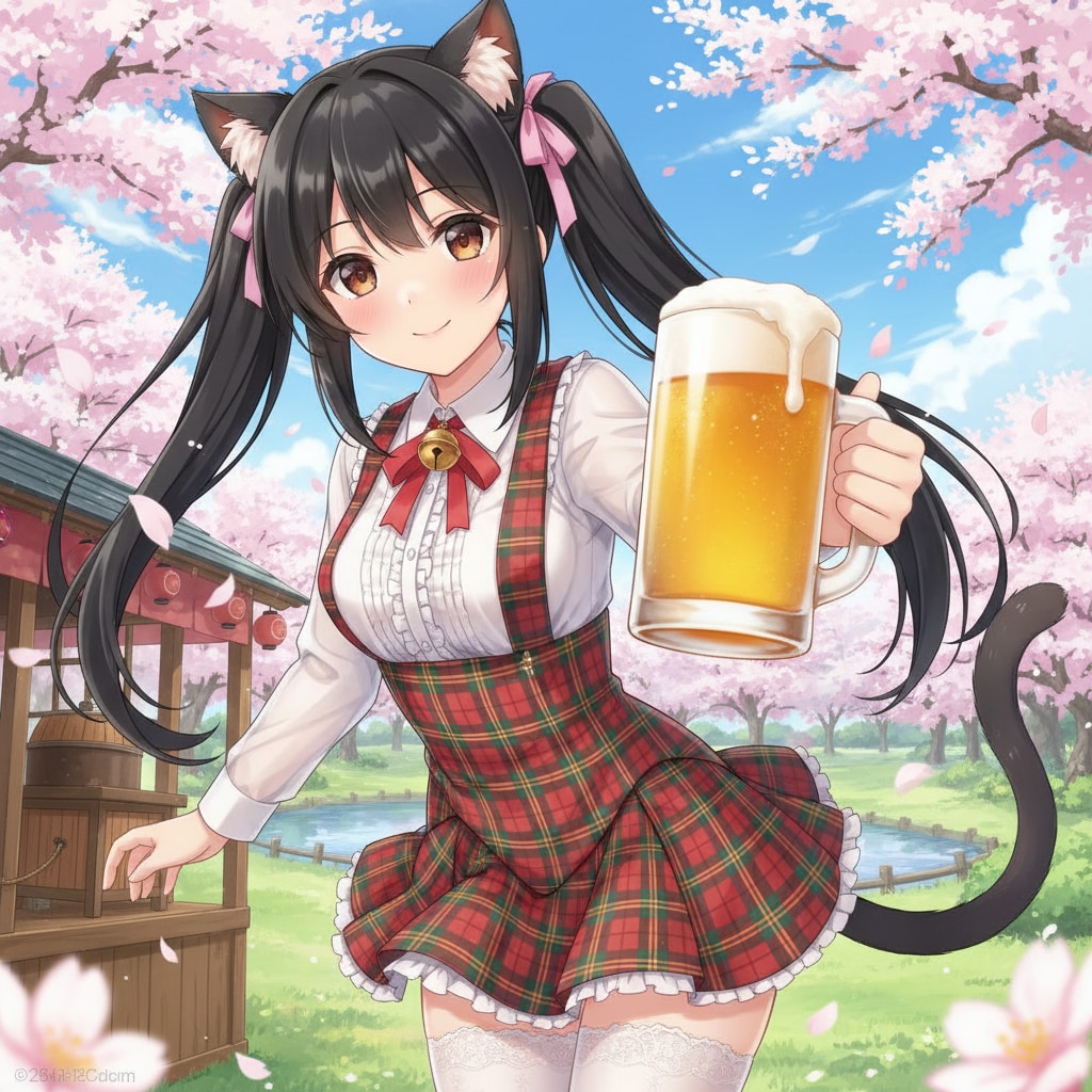 黒ツイにゃん。花見