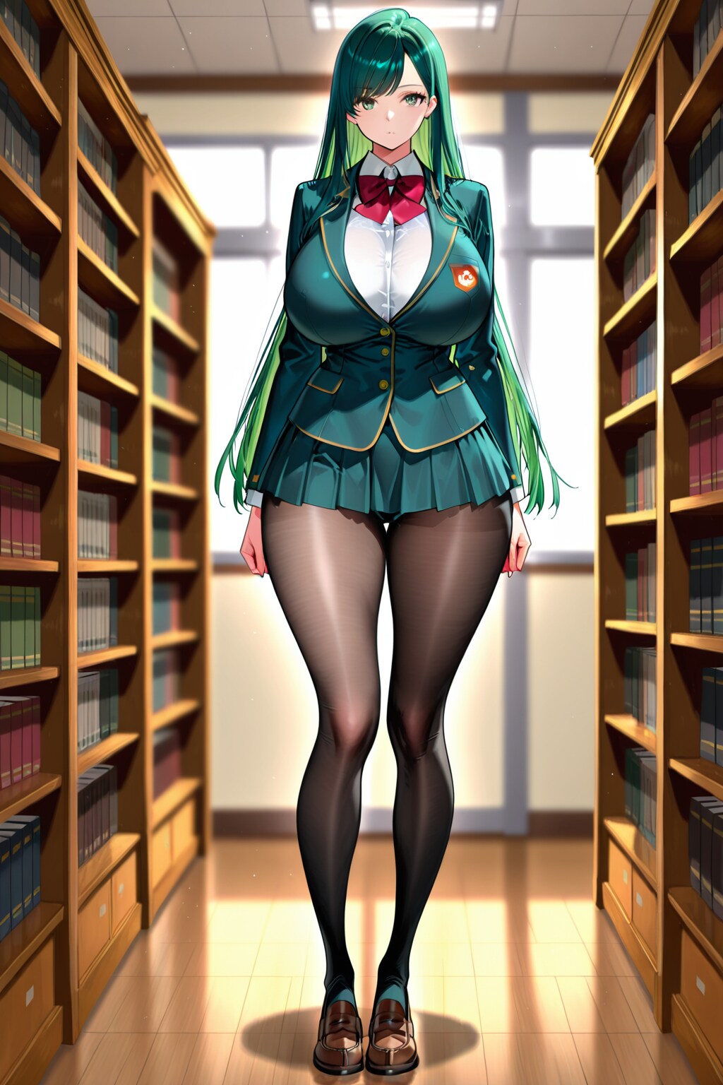 緑髪の女子高生