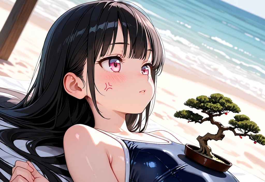 胸に盆栽
