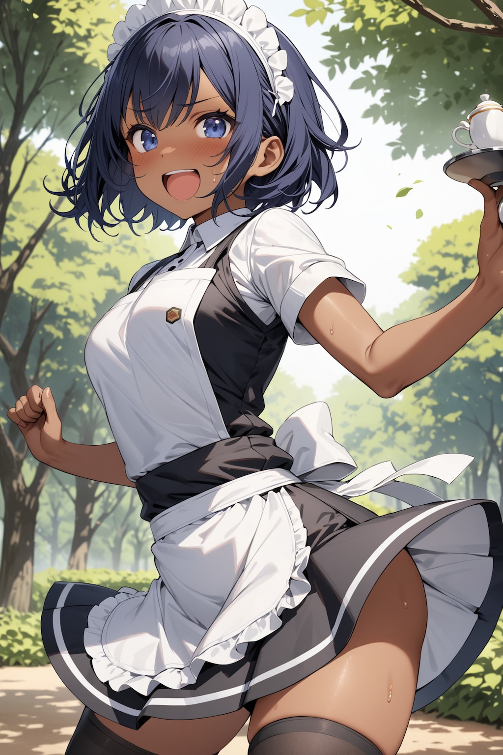 公園で見かけた褐色肌のウェイトレスさん Y618