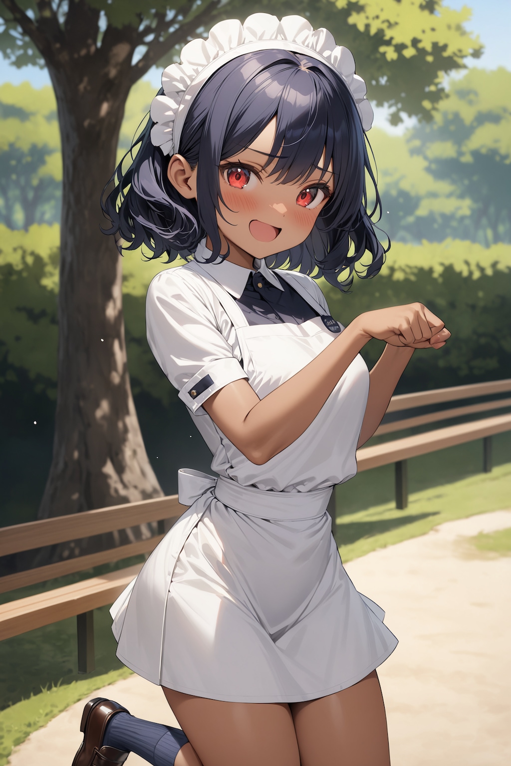 公園で見かけた褐色肌のウェイトレスさん Y618