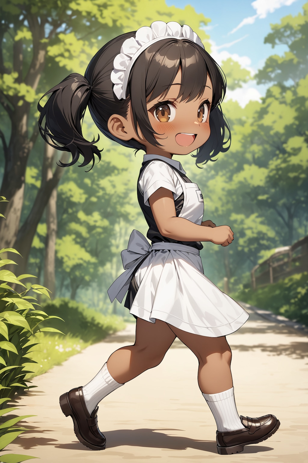 公園で見かけた褐色肌のウェイトレスさん Y618