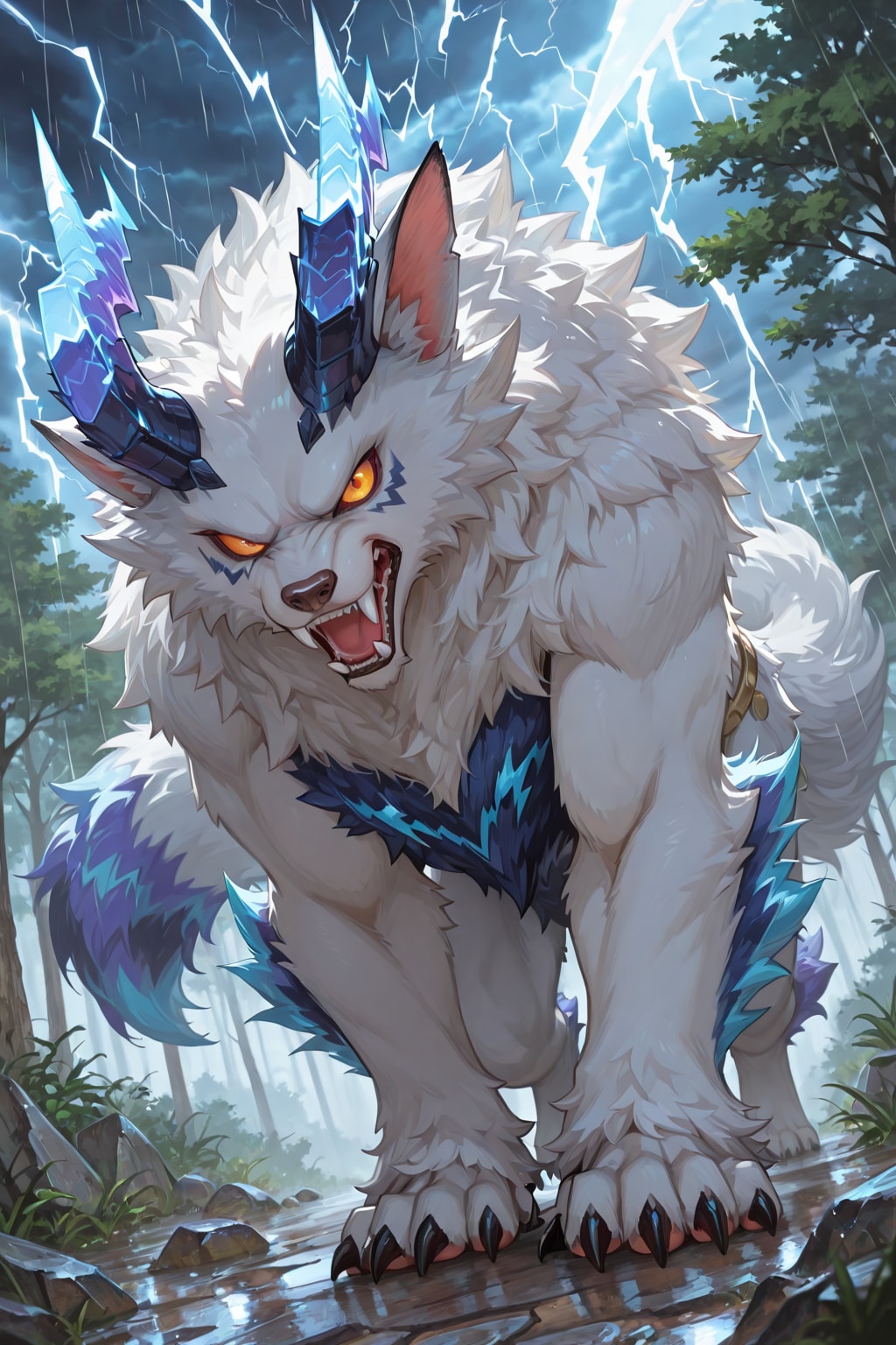 【#ツノと尻尾】異世界探訪 雷獣に会うため雷雨の中を進む