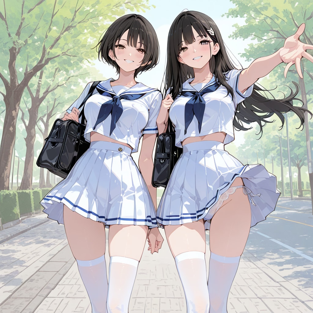 無防備ちゃんズ　通学風景
