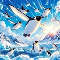 油絵アニメ風、空飛ぶペンギン 5枚目