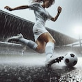 雨の中でサッカー 2枚目