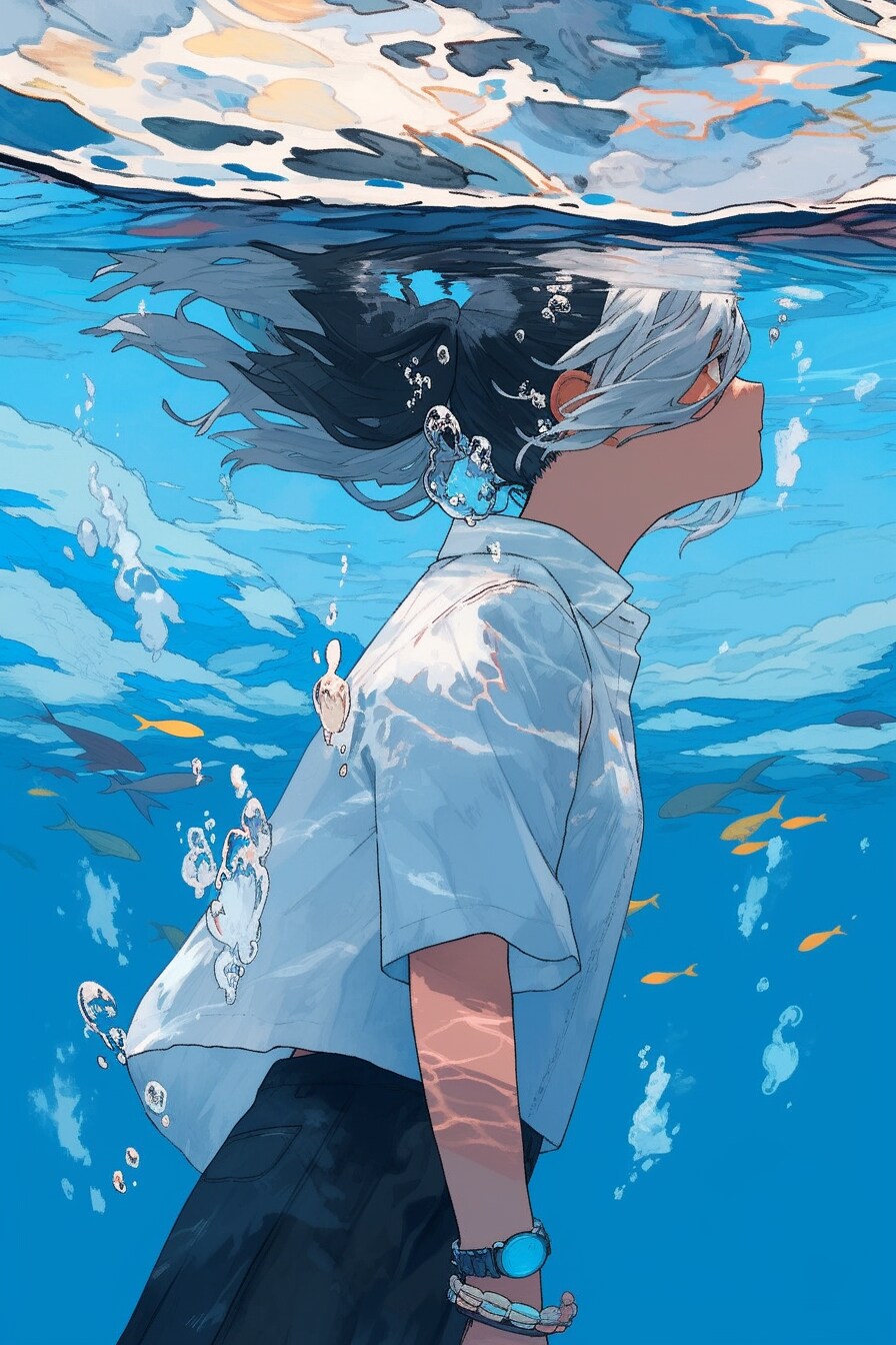 水の中のでも平気な前髪白髪姉さん