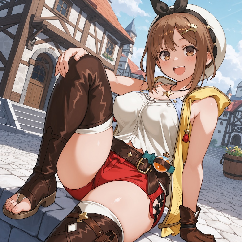 持ち前の豊満な部位を生かして材料費を稼ぐライザ