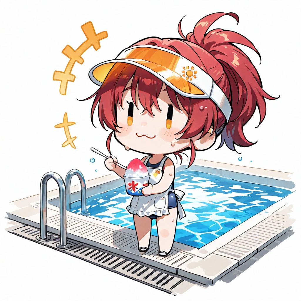 プールで赤髪ちゃん