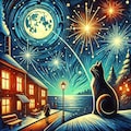 アクリルファンタジー、夜の猫の町のクリスマス 3枚目