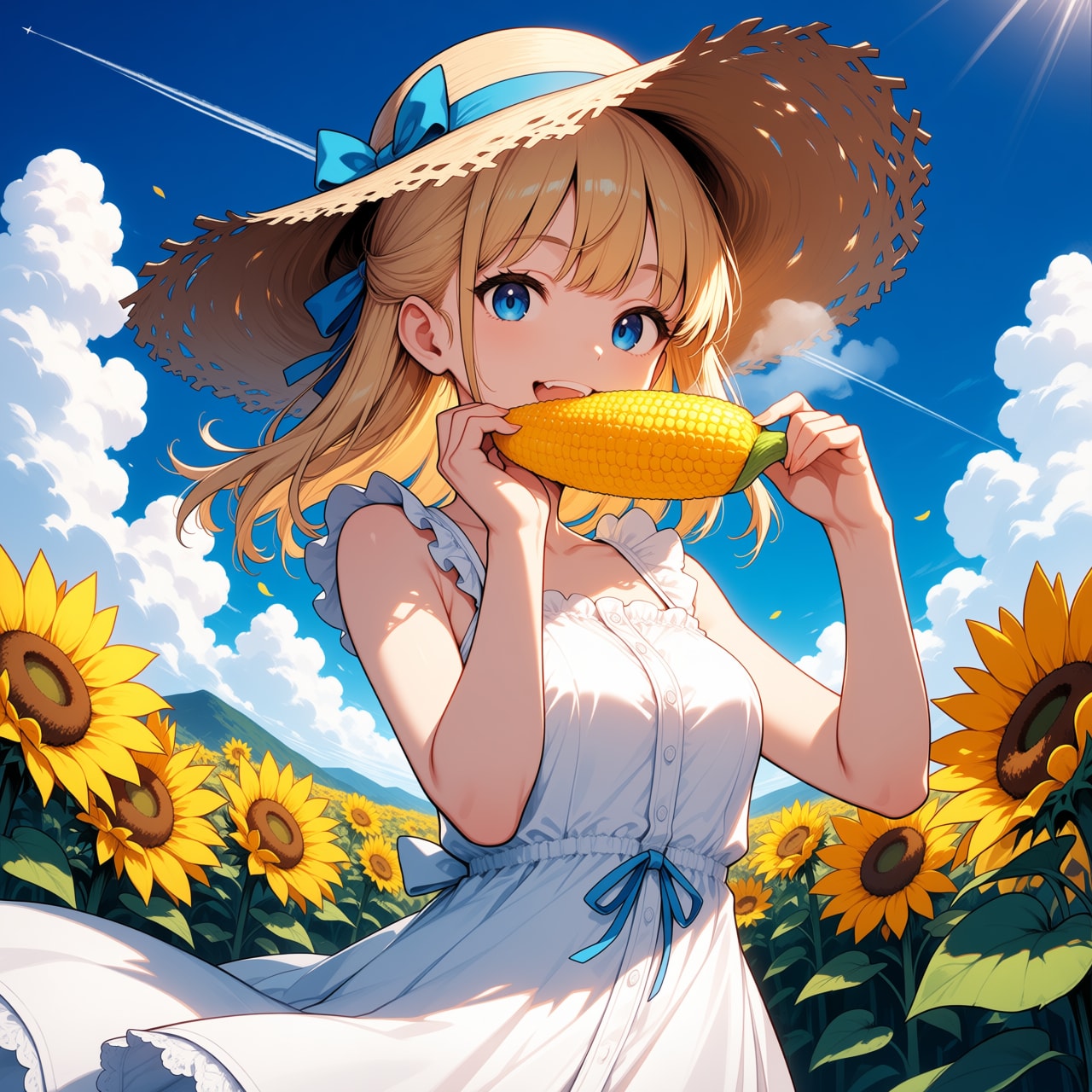 夏はやっぱり、トウキビでしょ！(モデル：シルファ) | の人気AIイラスト・グラビア