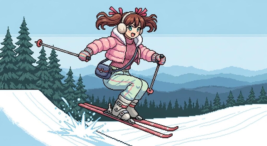 スキーのドット絵