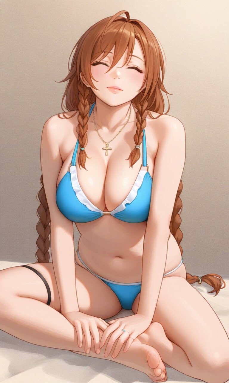 水色ビキニの貴族の奥様
