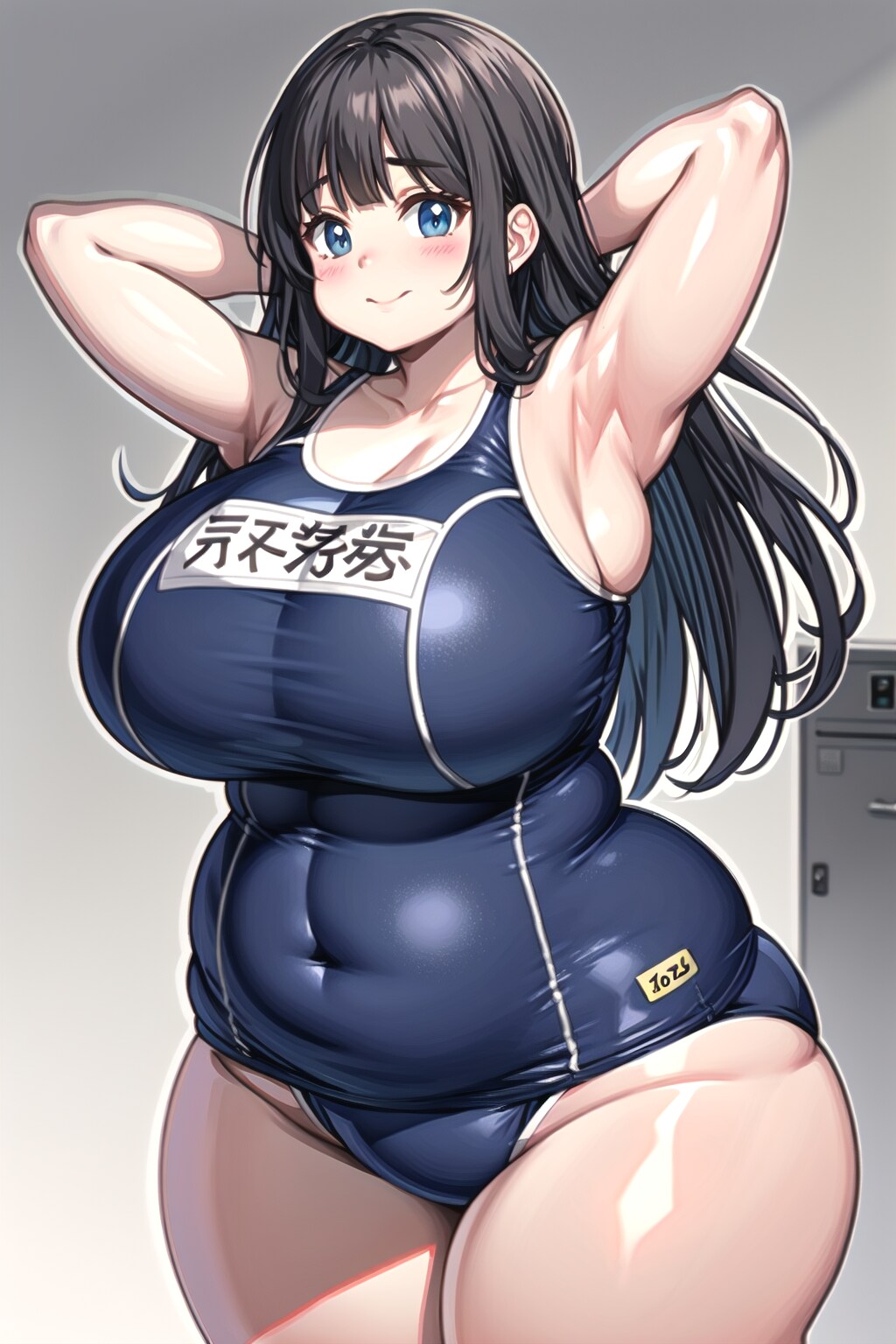 シンプルな背景とぽっちゃり女子