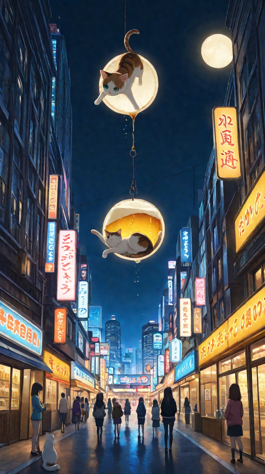 繁華街と猫 | の人気AIイラスト・グラビア