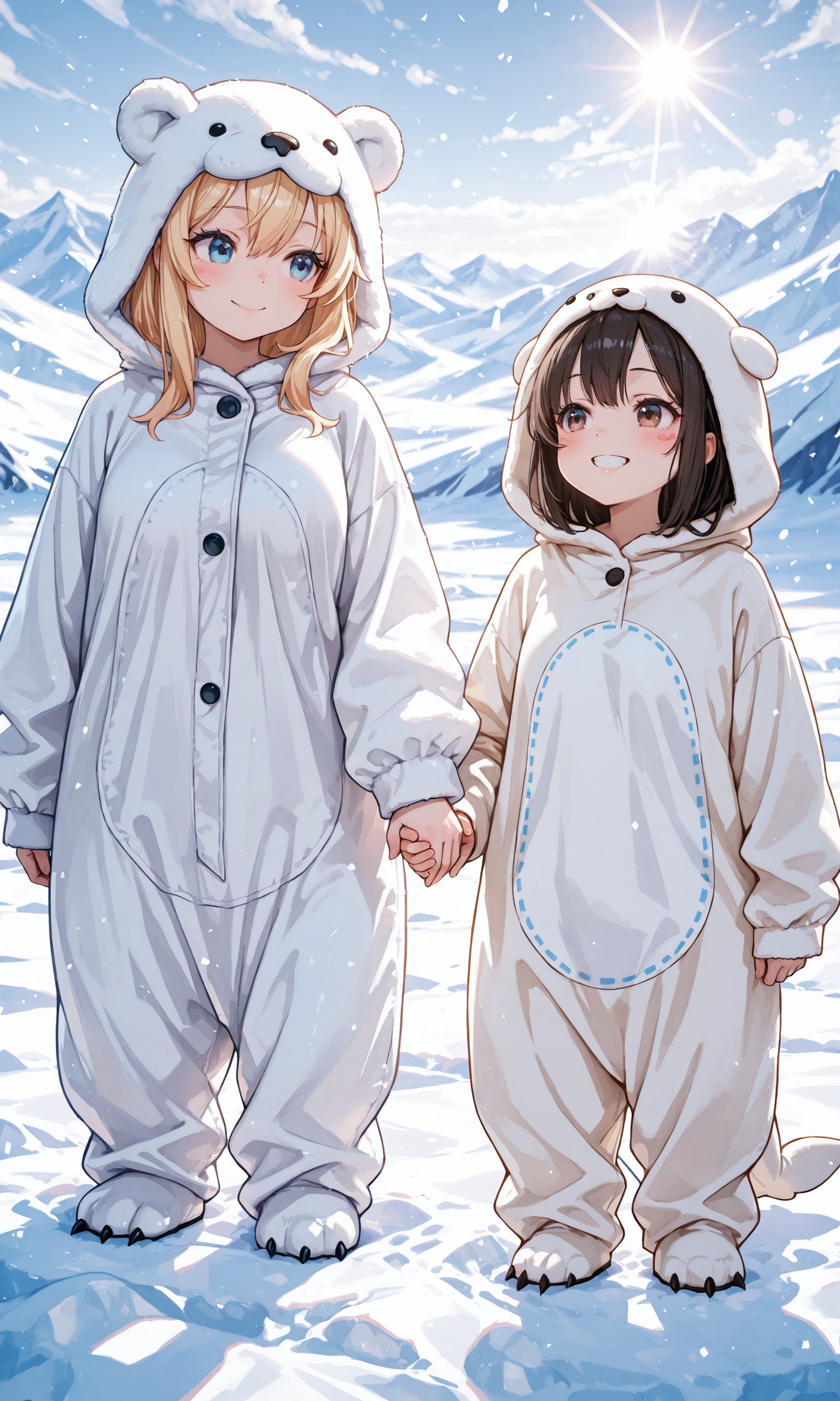 【#白】白熊と白アザラシの着ぐるみを着た少女たち