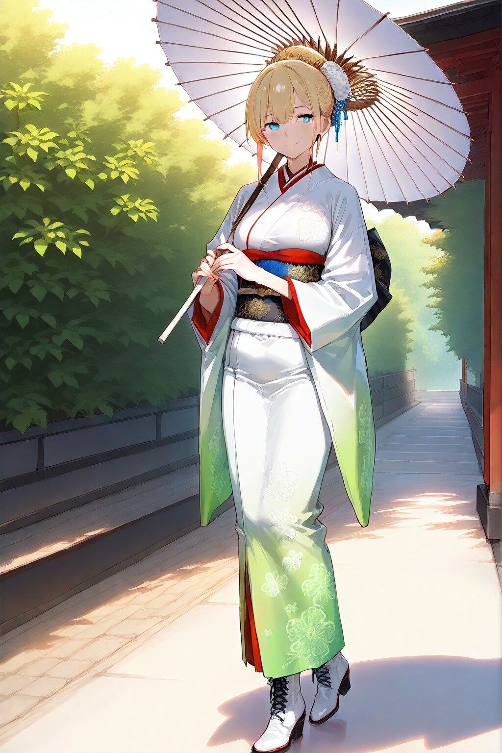 振袖、唐傘、ブーツのCAPEさん | の人気AIイラスト・グラビア