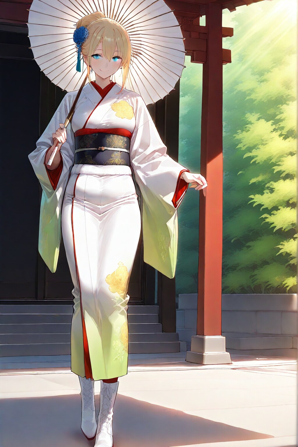 振袖、唐傘、ブーツのCAPEさん