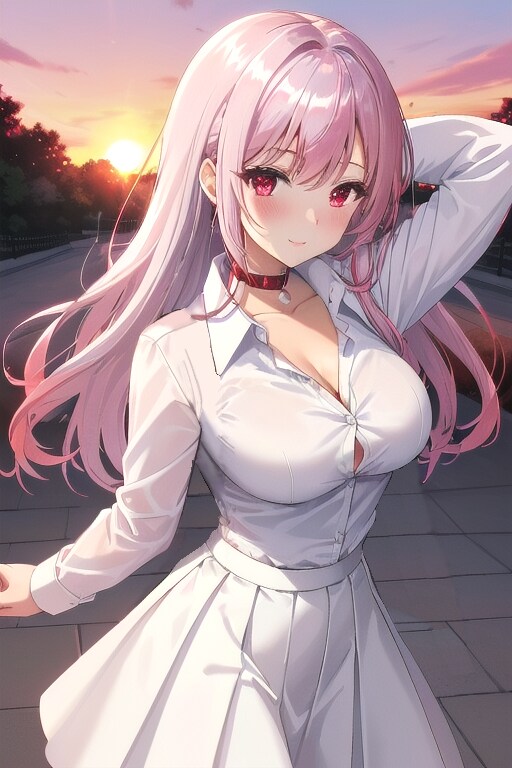 夕焼け空と美少女03