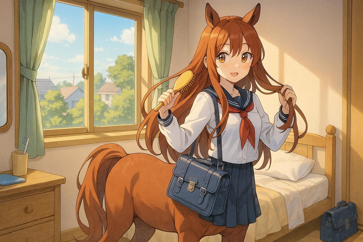 登校準備中のケンタウリスちゃん | の人気AIイラスト・グラビア