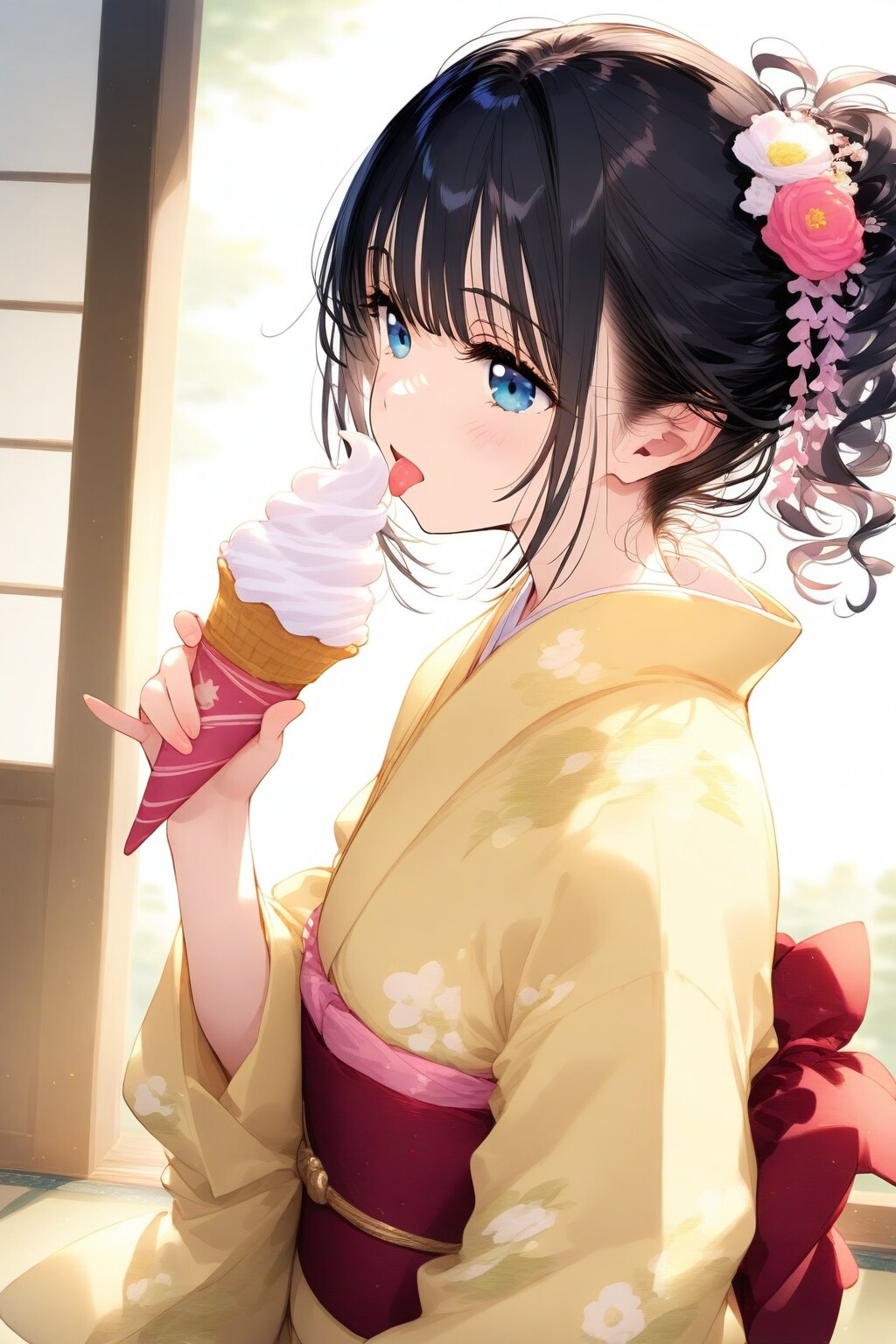 🍦ソフトクリームと着物🍦